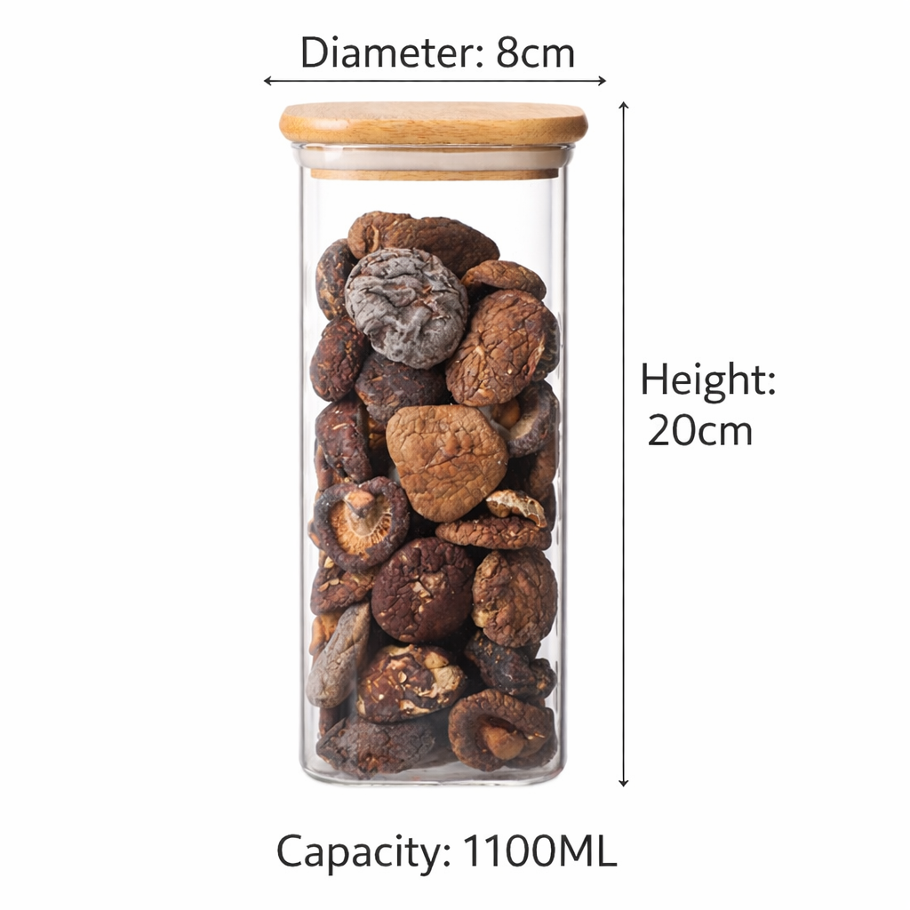 Minimalist Borosilicate Glass Jars with Natural Bamboo Lids